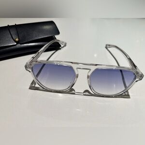 ⏰Last Chance Offer⏰ Clear Frame Sunglasses with Blue Gradient Lenses